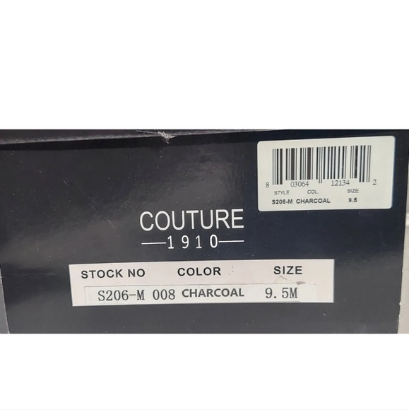 Couture 1910 Men's Charcoal Colored Slip On Dress Shoes Size 9.5M - Picture 10 of 10